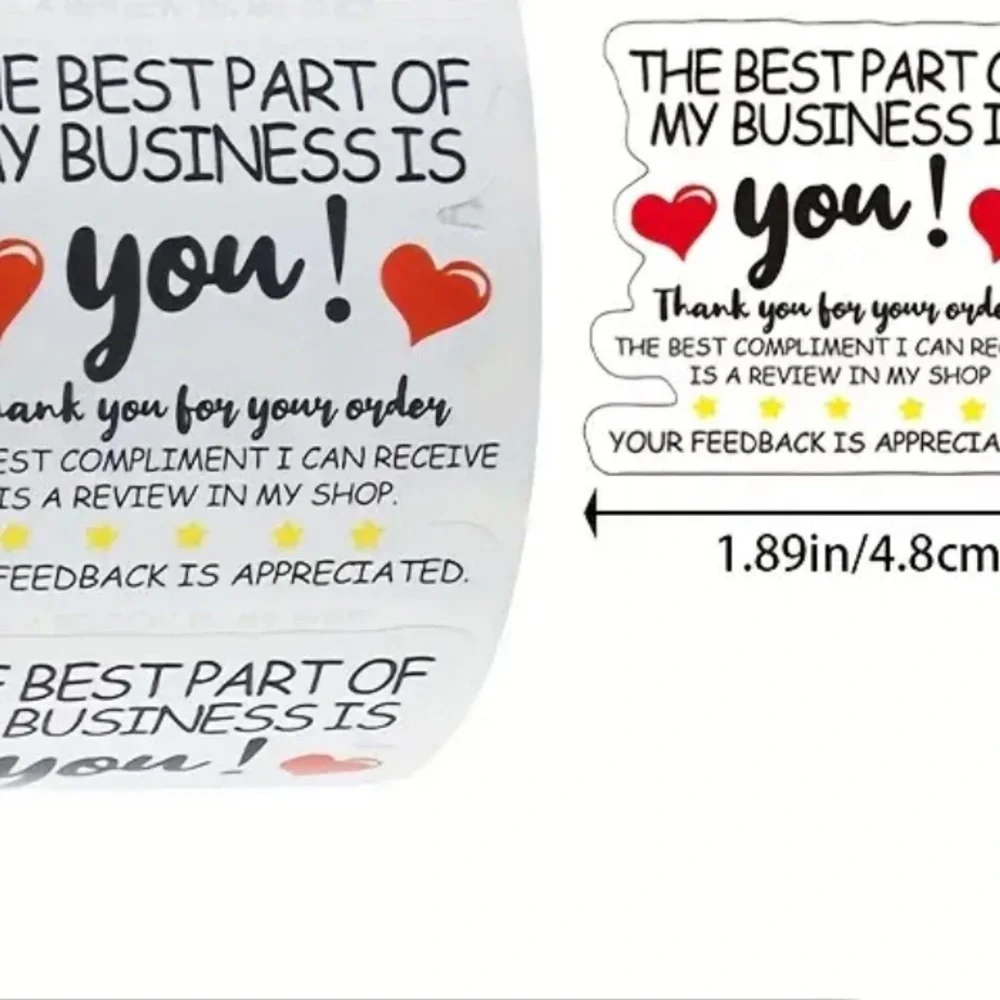 500 Heart Design Thank You Business Stickers